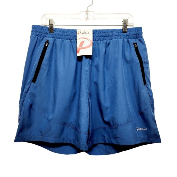 Pudolla Other - Pudolla Mens Blue Performance Running Shorts W/ Zippered Pockets Size L